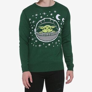 Star Wars Mandalorian Baby Yoda Sweater Green Size Small The Child Hot Topic New